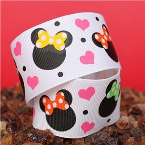 Mouse Head  Ribbon - 39mm White